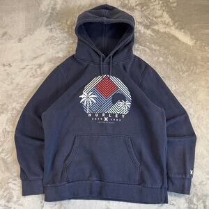 Hurley Graphic Pullover Hoodie Navy Blue Surf Skate Sweatshirt Size XL